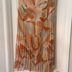 Sezane Pleated Midi Skirt in Earthy Abstract Print - Sz 44